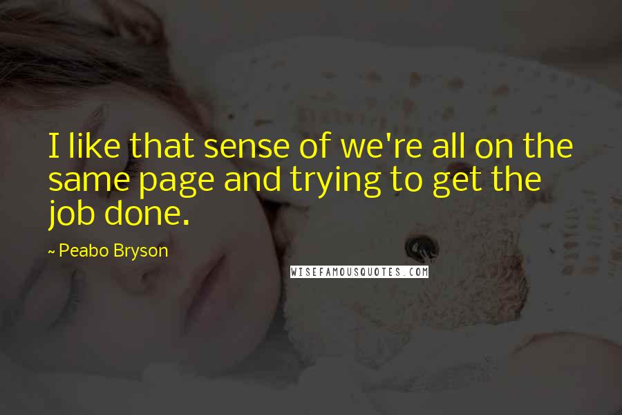 Peabo Bryson Quotes: I like that sense of we're all on the same page and trying to get the job done.