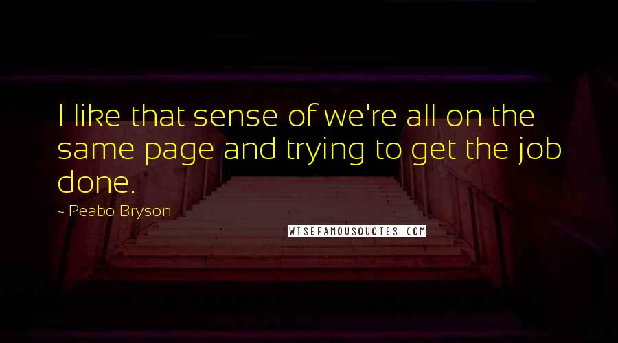 Peabo Bryson Quotes: I like that sense of we're all on the same page and trying to get the job done.