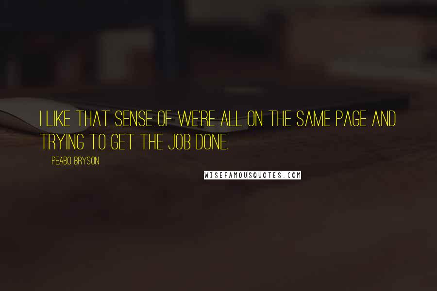 Peabo Bryson Quotes: I like that sense of we're all on the same page and trying to get the job done.