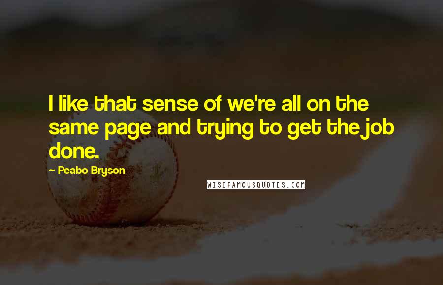 Peabo Bryson Quotes: I like that sense of we're all on the same page and trying to get the job done.