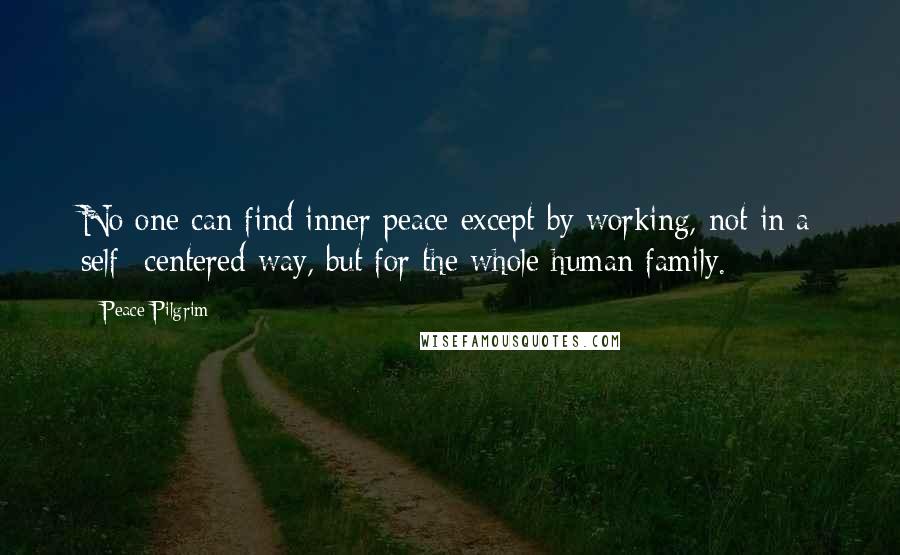 Peace Pilgrim Quotes: No one can find inner peace except by working, not in a self- centered way, but for the whole human family.