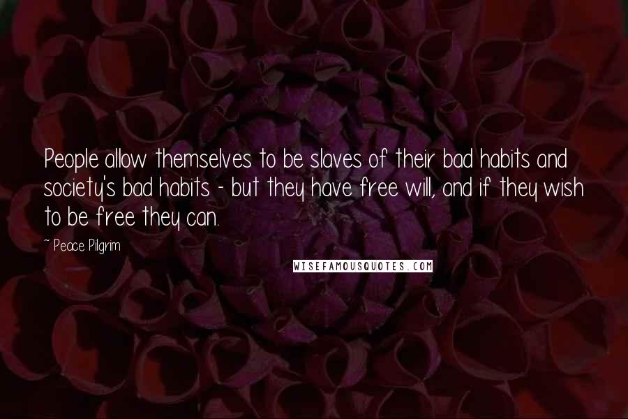 Peace Pilgrim Quotes: People allow themselves to be slaves of their bad habits and society's bad habits - but they have free will, and if they wish to be free they can.