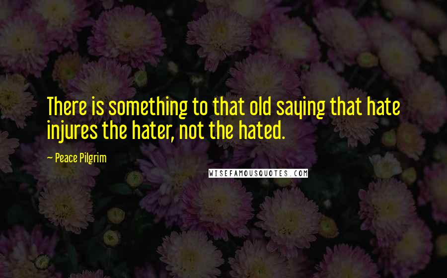 Peace Pilgrim Quotes: There is something to that old saying that hate injures the hater, not the hated.