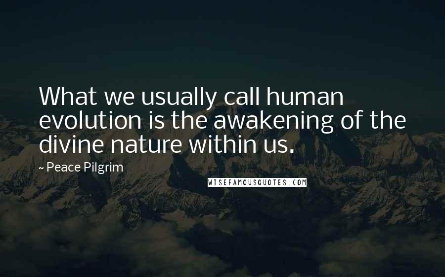 Peace Pilgrim Quotes: What we usually call human evolution is the awakening of the divine nature within us.