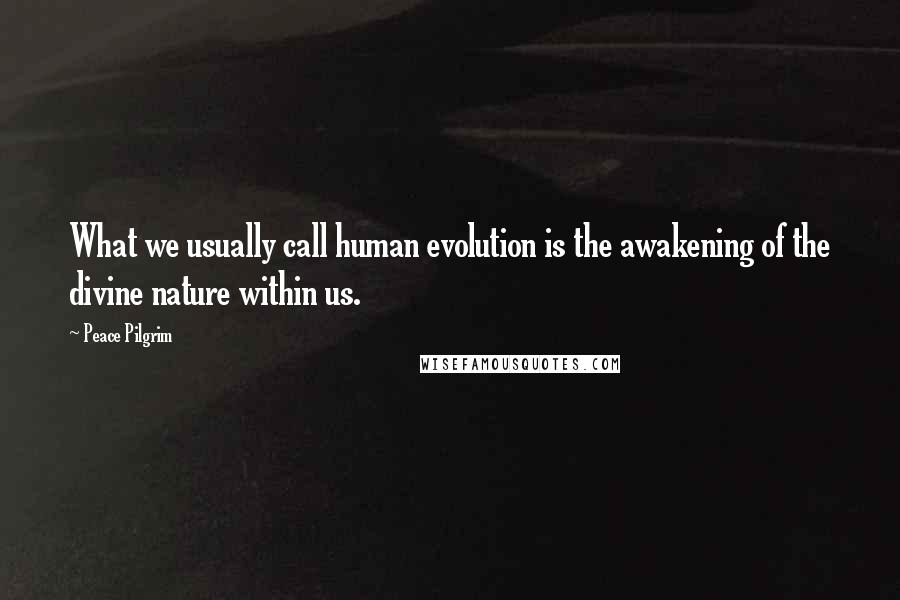 Peace Pilgrim Quotes: What we usually call human evolution is the awakening of the divine nature within us.