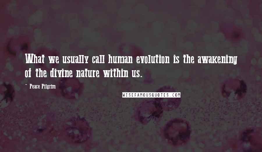 Peace Pilgrim Quotes: What we usually call human evolution is the awakening of the divine nature within us.