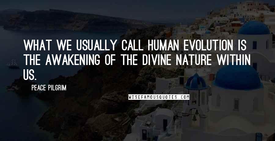 Peace Pilgrim Quotes: What we usually call human evolution is the awakening of the divine nature within us.