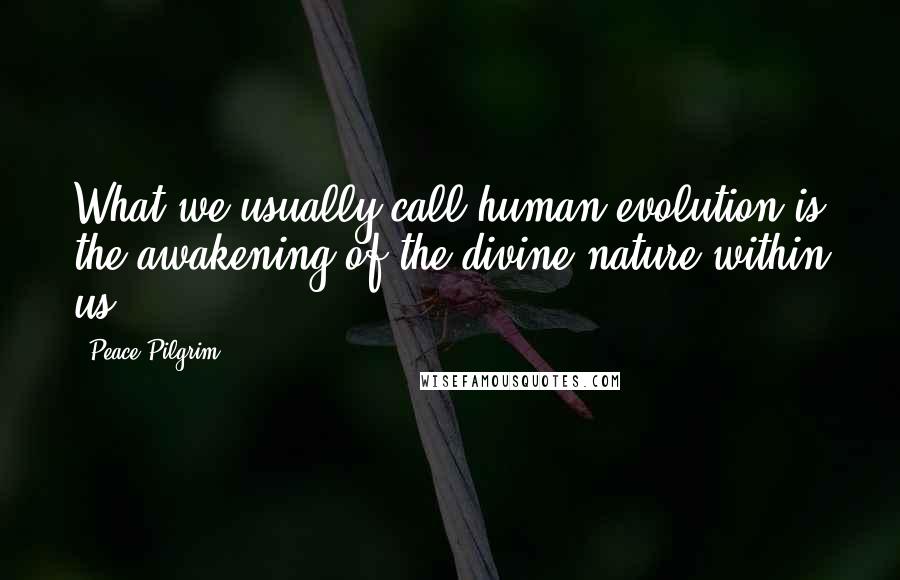 Peace Pilgrim Quotes: What we usually call human evolution is the awakening of the divine nature within us.