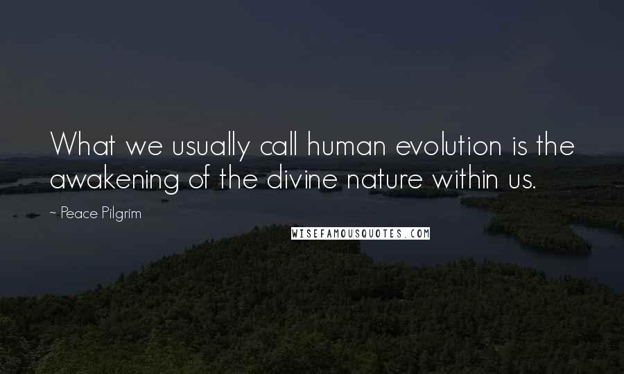 Peace Pilgrim Quotes: What we usually call human evolution is the awakening of the divine nature within us.