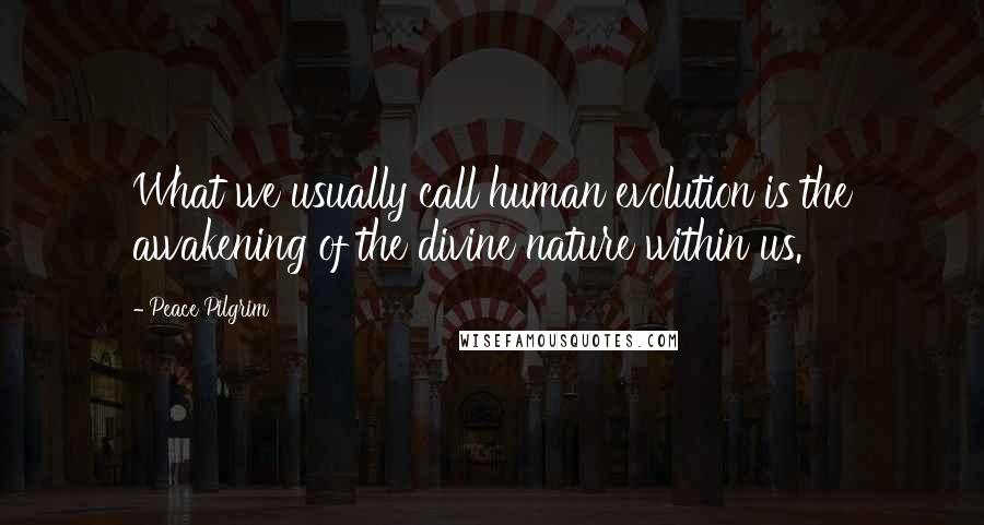 Peace Pilgrim Quotes: What we usually call human evolution is the awakening of the divine nature within us.