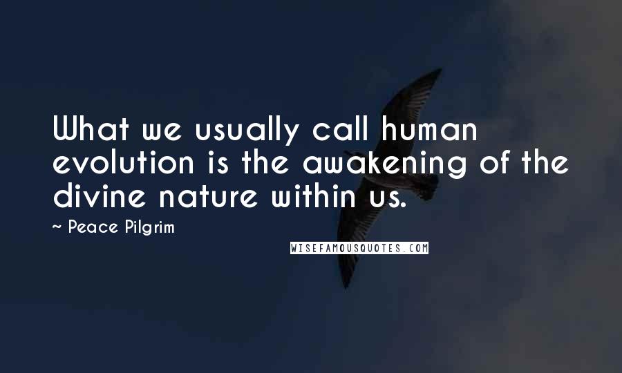 Peace Pilgrim Quotes: What we usually call human evolution is the awakening of the divine nature within us.