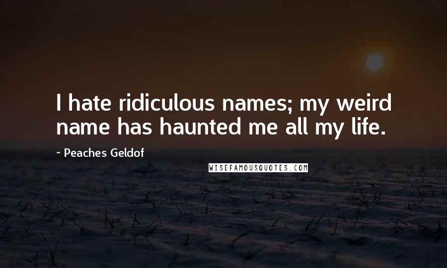 Peaches Geldof Quotes: I hate ridiculous names; my weird name has haunted me all my life.