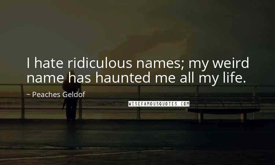 Peaches Geldof Quotes: I hate ridiculous names; my weird name has haunted me all my life.