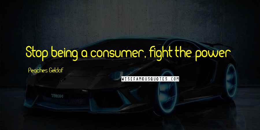 Peaches Geldof Quotes: Stop being a consumer, fight the power!