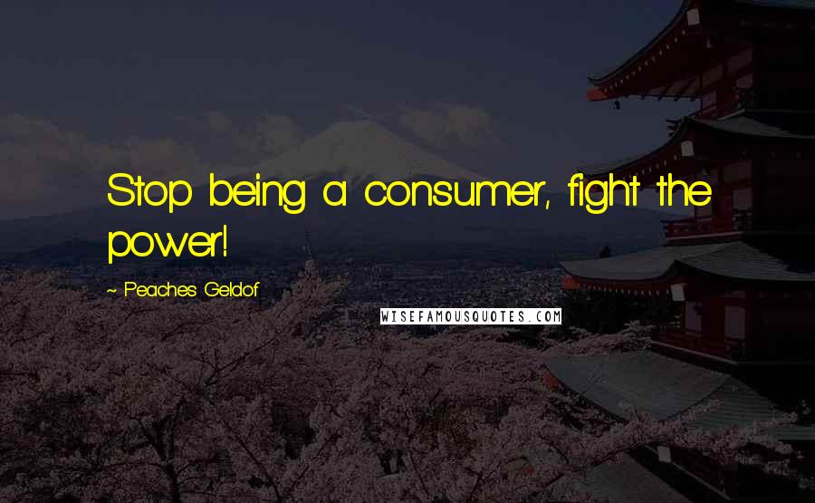 Peaches Geldof Quotes: Stop being a consumer, fight the power!