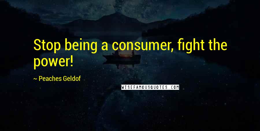 Peaches Geldof Quotes: Stop being a consumer, fight the power!