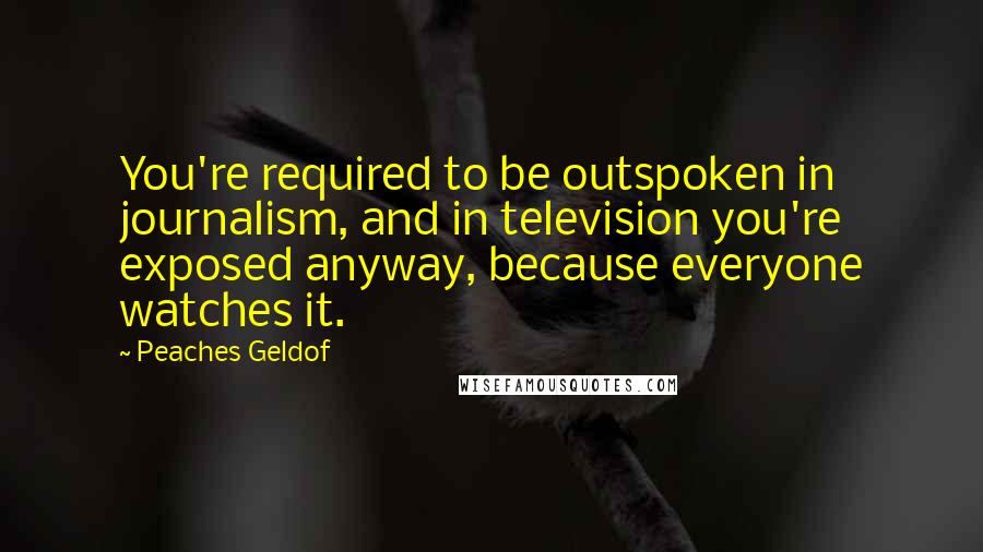 Peaches Geldof Quotes: You're required to be outspoken in journalism, and in television you're exposed anyway, because everyone watches it.