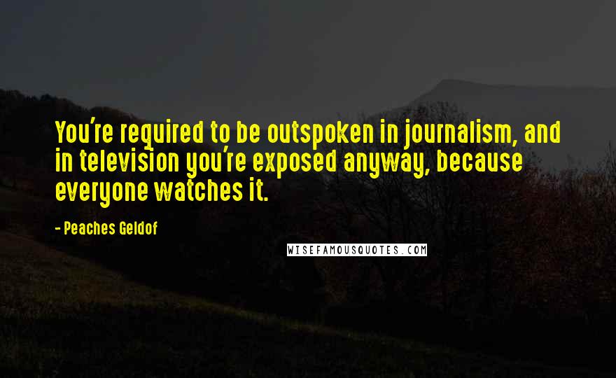 Peaches Geldof Quotes: You're required to be outspoken in journalism, and in television you're exposed anyway, because everyone watches it.