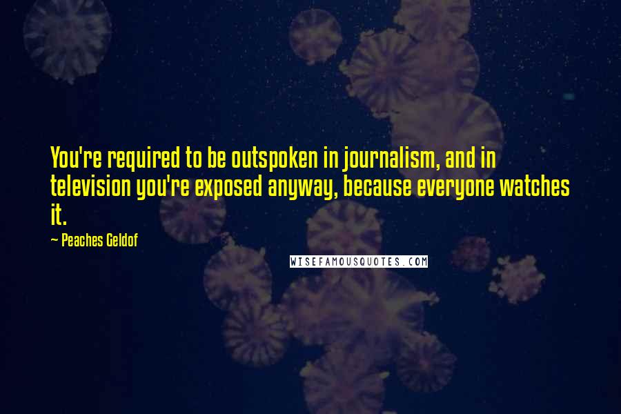 Peaches Geldof Quotes: You're required to be outspoken in journalism, and in television you're exposed anyway, because everyone watches it.