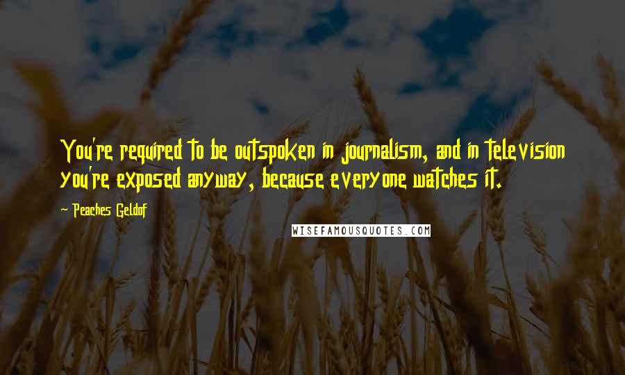 Peaches Geldof Quotes: You're required to be outspoken in journalism, and in television you're exposed anyway, because everyone watches it.