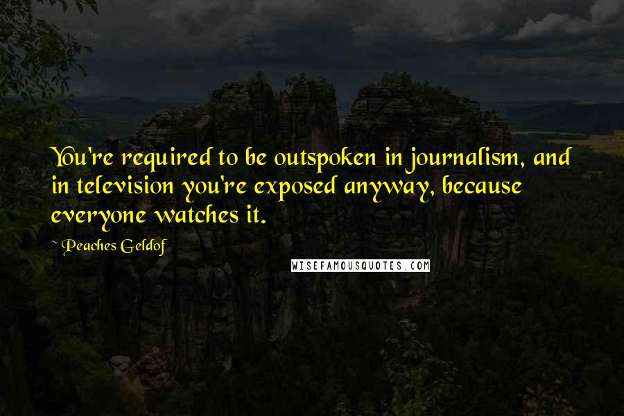 Peaches Geldof Quotes: You're required to be outspoken in journalism, and in television you're exposed anyway, because everyone watches it.