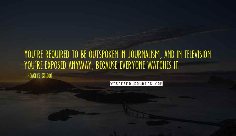 Peaches Geldof Quotes: You're required to be outspoken in journalism, and in television you're exposed anyway, because everyone watches it.