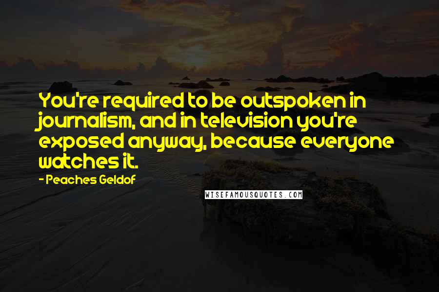 Peaches Geldof Quotes: You're required to be outspoken in journalism, and in television you're exposed anyway, because everyone watches it.