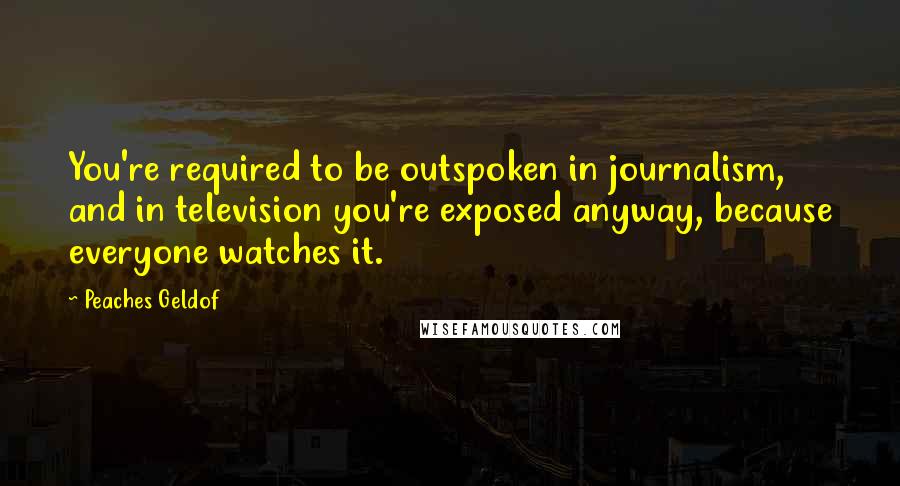 Peaches Geldof Quotes: You're required to be outspoken in journalism, and in television you're exposed anyway, because everyone watches it.