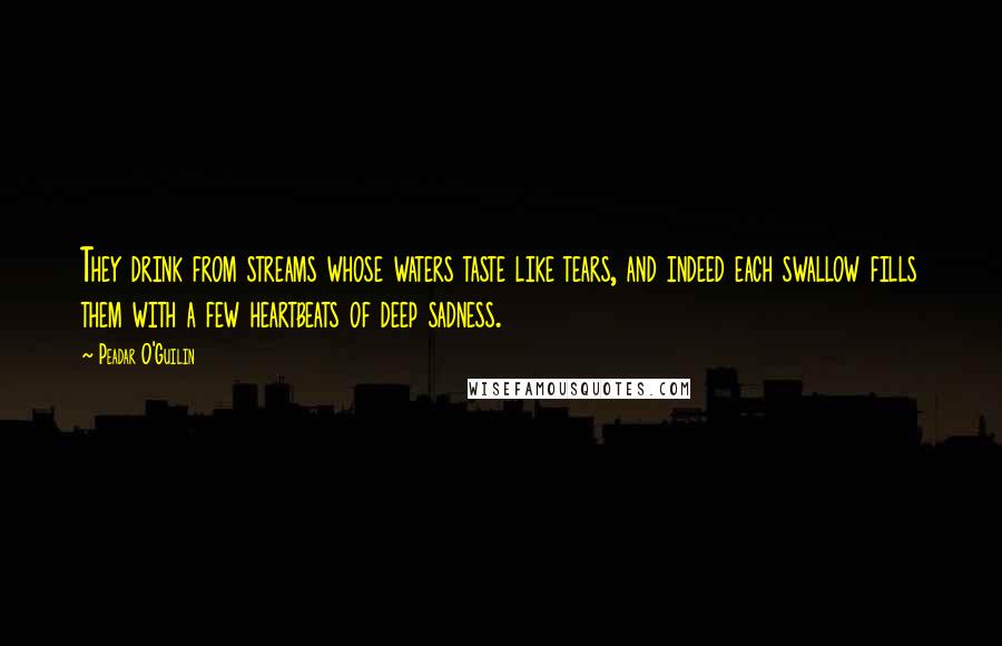 Peadar O'Guilin Quotes: They drink from streams whose waters taste like tears, and indeed each swallow fills them with a few heartbeats of deep sadness.