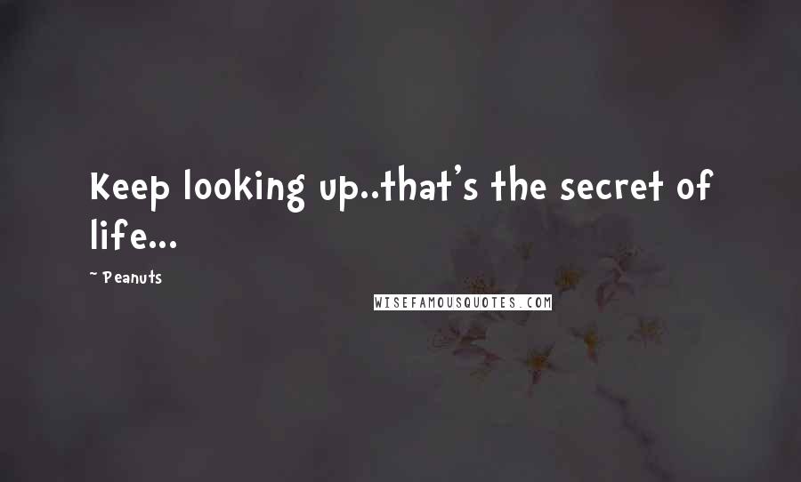 Peanuts Quotes: Keep looking up..that's the secret of life...