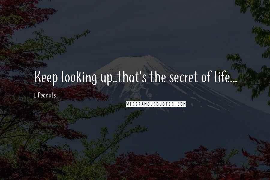 Peanuts Quotes: Keep looking up..that's the secret of life...