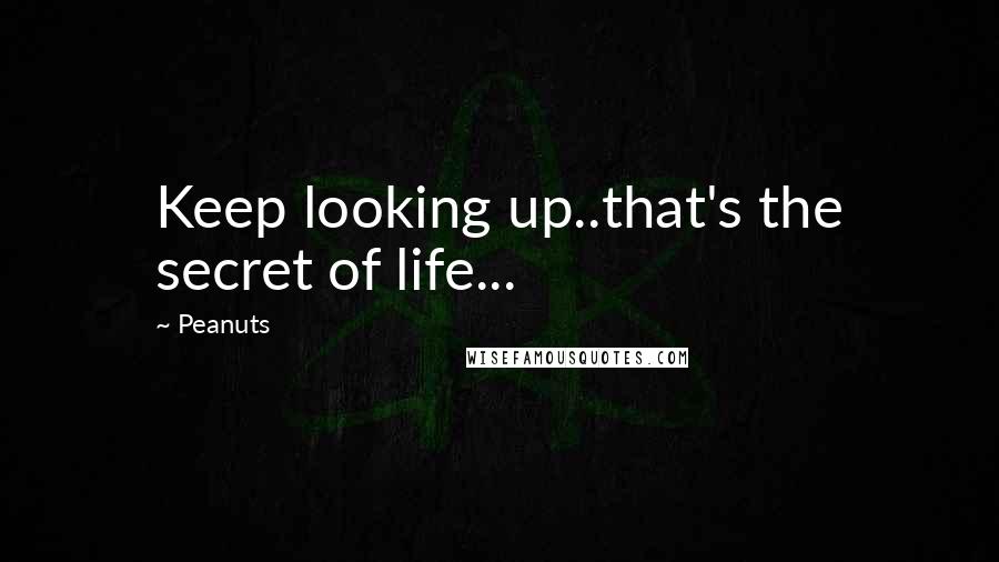 Peanuts Quotes: Keep looking up..that's the secret of life...