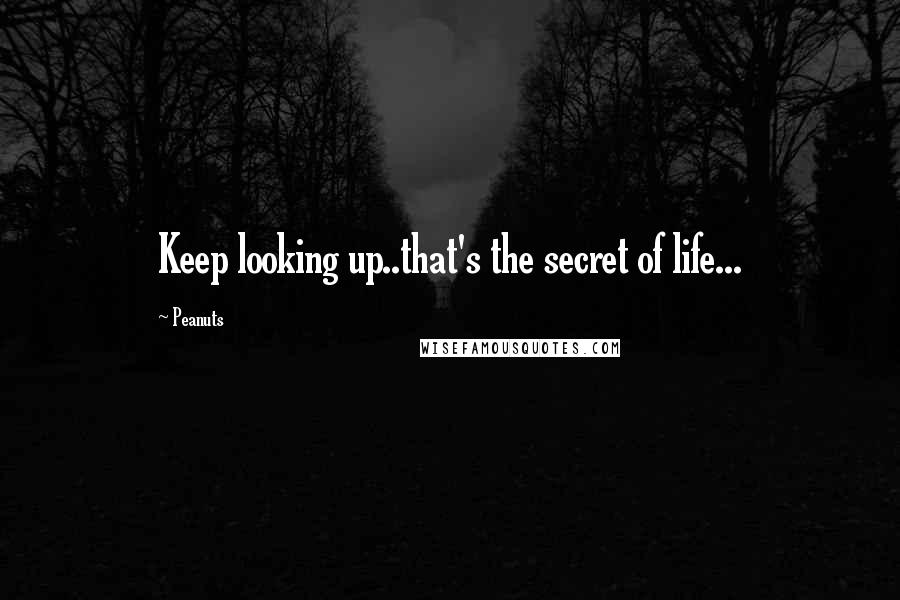 Peanuts Quotes: Keep looking up..that's the secret of life...