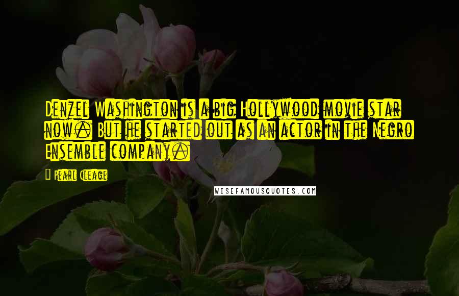 Pearl Cleage Quotes: Denzel Washington is a big Hollywood movie star now. But he started out as an actor in the Negro Ensemble company.