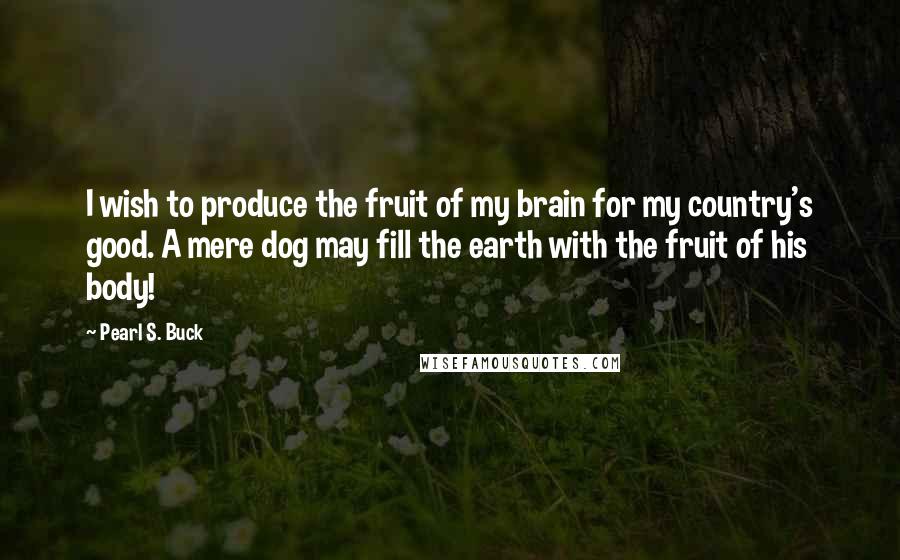 Pearl S. Buck Quotes: I wish to produce the fruit of my brain for my country's good. A mere dog may fill the earth with the fruit of his body!