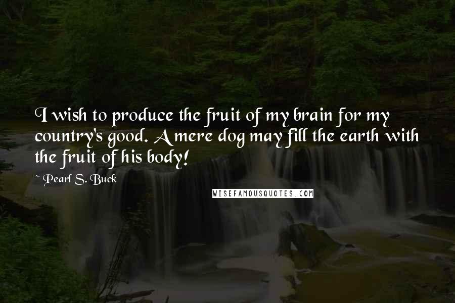 Pearl S. Buck Quotes: I wish to produce the fruit of my brain for my country's good. A mere dog may fill the earth with the fruit of his body!