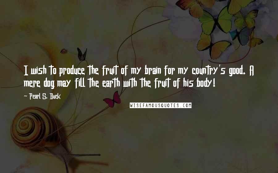 Pearl S. Buck Quotes: I wish to produce the fruit of my brain for my country's good. A mere dog may fill the earth with the fruit of his body!