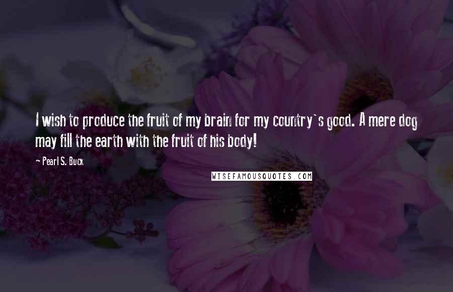 Pearl S. Buck Quotes: I wish to produce the fruit of my brain for my country's good. A mere dog may fill the earth with the fruit of his body!