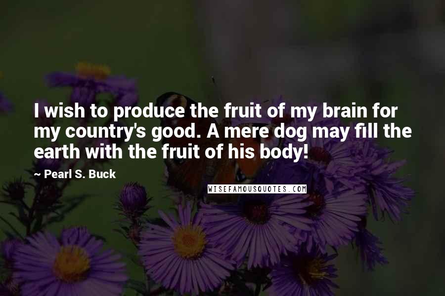 Pearl S. Buck Quotes: I wish to produce the fruit of my brain for my country's good. A mere dog may fill the earth with the fruit of his body!