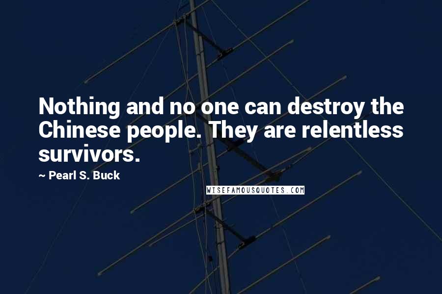 Pearl S. Buck Quotes: Nothing and no one can destroy the Chinese people. They are relentless survivors.