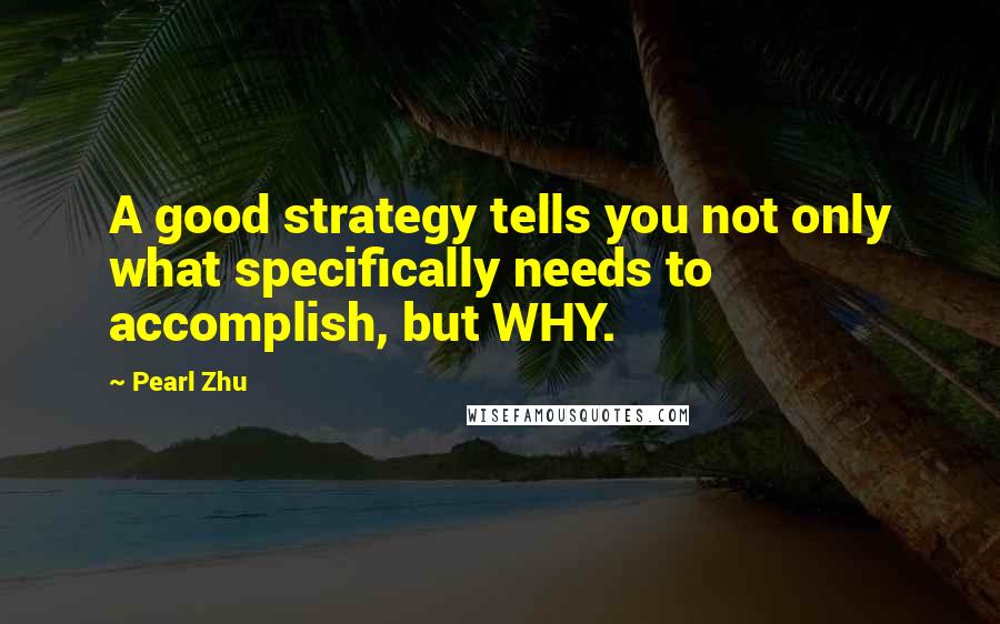 Pearl Zhu Quotes: A good strategy tells you not only what specifically needs to accomplish, but WHY.