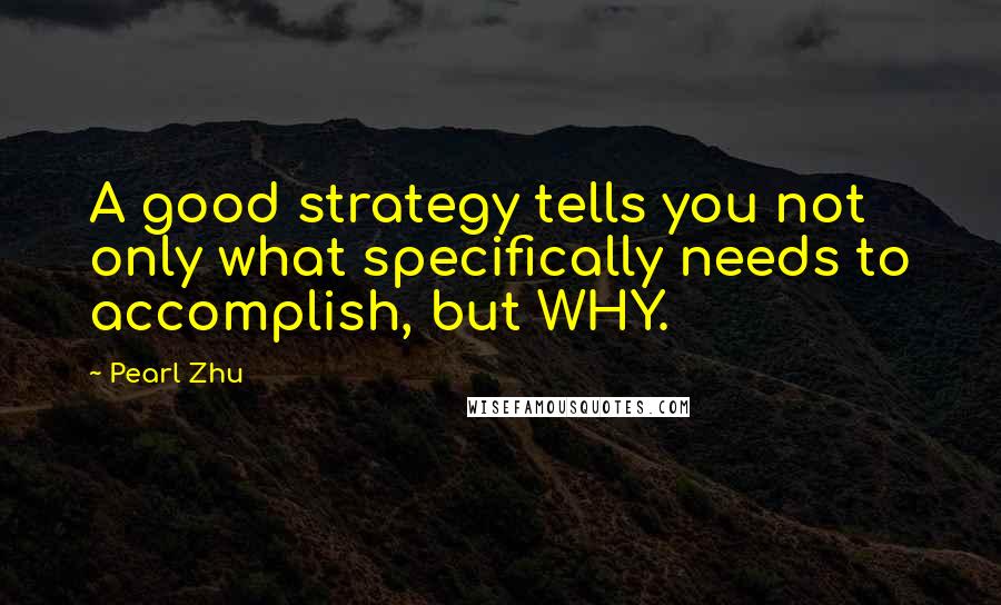 Pearl Zhu Quotes: A good strategy tells you not only what specifically needs to accomplish, but WHY.