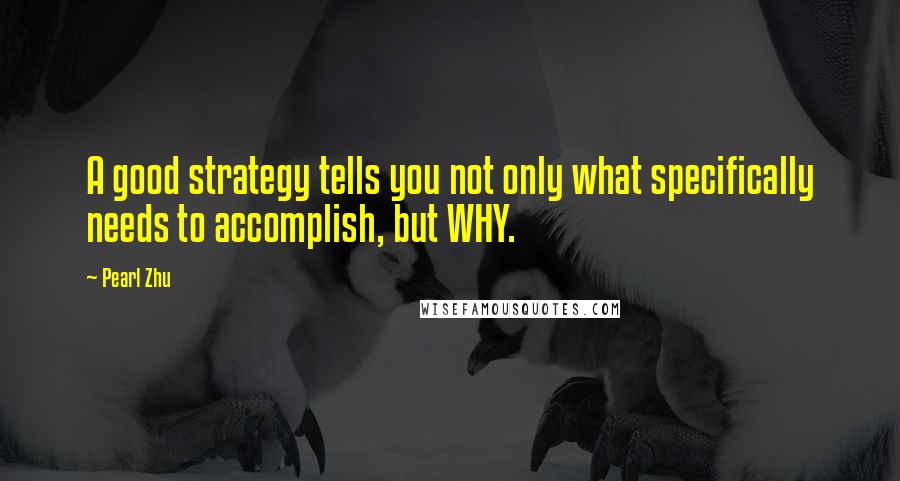 Pearl Zhu Quotes: A good strategy tells you not only what specifically needs to accomplish, but WHY.