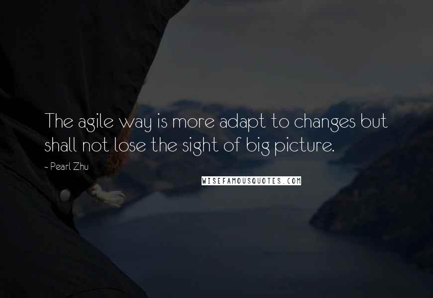 Pearl Zhu Quotes: The agile way is more adapt to changes but shall not lose the sight of big picture.