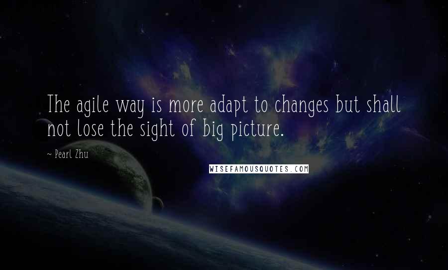 Pearl Zhu Quotes: The agile way is more adapt to changes but shall not lose the sight of big picture.