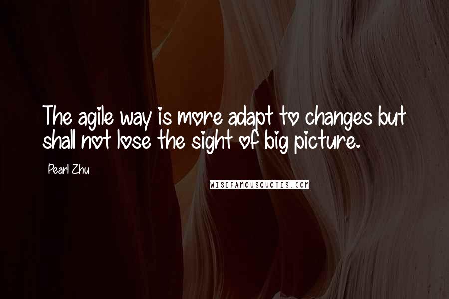 Pearl Zhu Quotes: The agile way is more adapt to changes but shall not lose the sight of big picture.