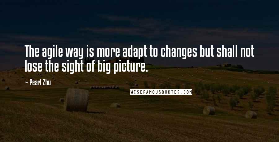 Pearl Zhu Quotes: The agile way is more adapt to changes but shall not lose the sight of big picture.