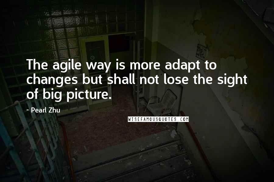 Pearl Zhu Quotes: The agile way is more adapt to changes but shall not lose the sight of big picture.
