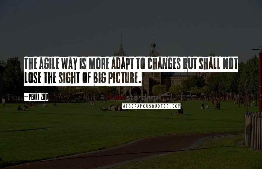 Pearl Zhu Quotes: The agile way is more adapt to changes but shall not lose the sight of big picture.