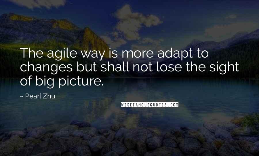 Pearl Zhu Quotes: The agile way is more adapt to changes but shall not lose the sight of big picture.